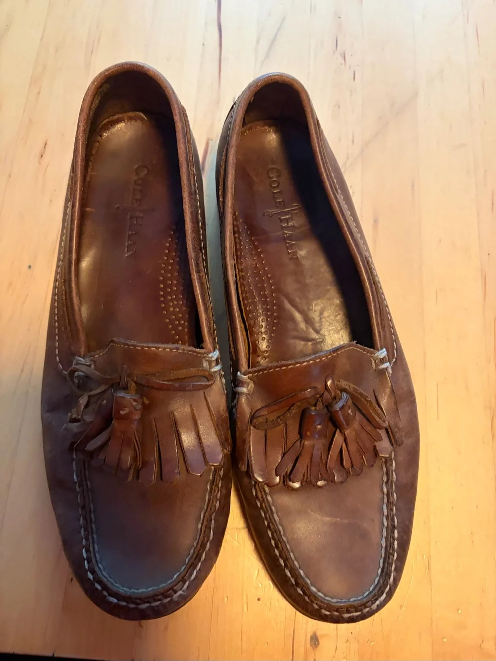 Cole Haan Brown Leather Tassel Moccasin Loafers